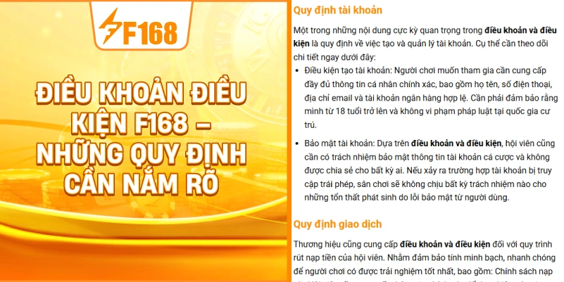 Điều Khoản Điều Kiện F168 – Những Quy Định Cần Nắm Rõ Điều Khoản Điều Kiện F168 – Những Quy Định Cần Nắm Rõ