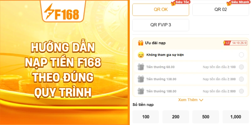 Hướng dẫn nạp tiền F168 theo đúng quy trình Hướng dẫn nạp tiền F168 theo đúng quy trình