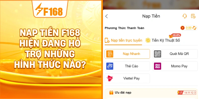 Nạp tiền F168 hiện đang hỗ trợ những hình thức nào? Nạp tiền F168 hiện đang hỗ trợ những hình thức nào?