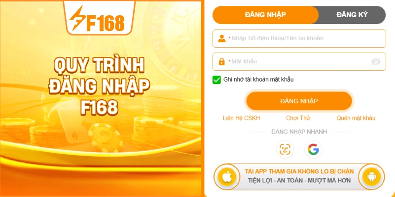 Quy Trình Đăng Nhập F168 Quy Trình Đăng Nhập F168